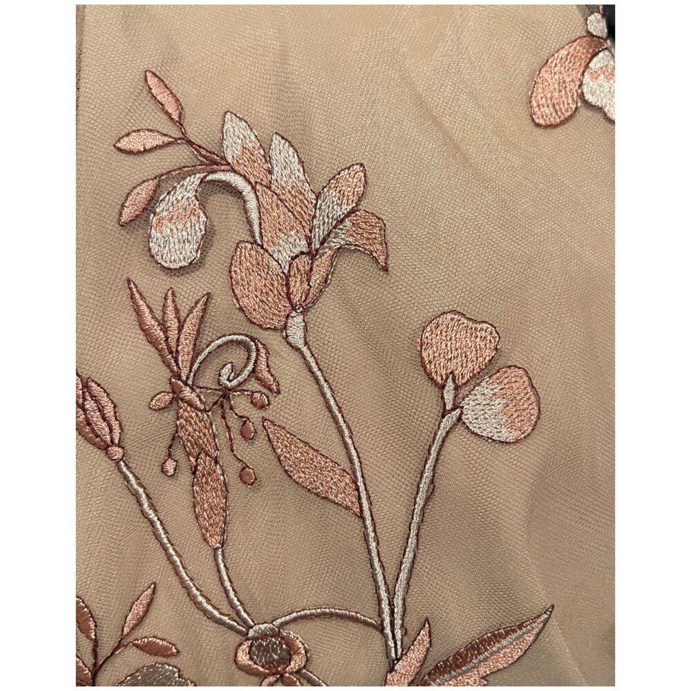 TWO SISTERS V-Neck Embroidery Floral Spaghetti Straps Dusty Pink Mini Dress - Picture 7 of 7